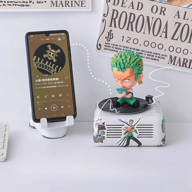 One Piece Monkey D. Luffy Roronoa Zoro Bluetooth sonido creativo de alto valor dibujos animados edición Q personaje CD tocadiscos regalo para niño-MovilExpressShop