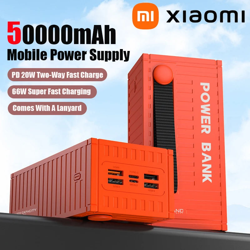 Banco de energía de carga portátil de gran capacidad de 50000mAh con 6 interfaces que soporta carga rápida de 120W adecuado para Xiaomi iPhone