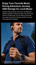 Nuevo reloj inteligente AMOLED con reproductor de vídeo con memoria de 4GB con GPS, mapas sin conexión, reloj inteligente deportivo militar para hombres, pulsera impermeable para nadar de 30m