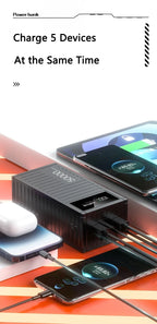 Banco de energía de carga portátil de gran capacidad de 50000mAh con 6 interfaces que soporta carga rápida de 120W adecuado para Xiaomi iPhone