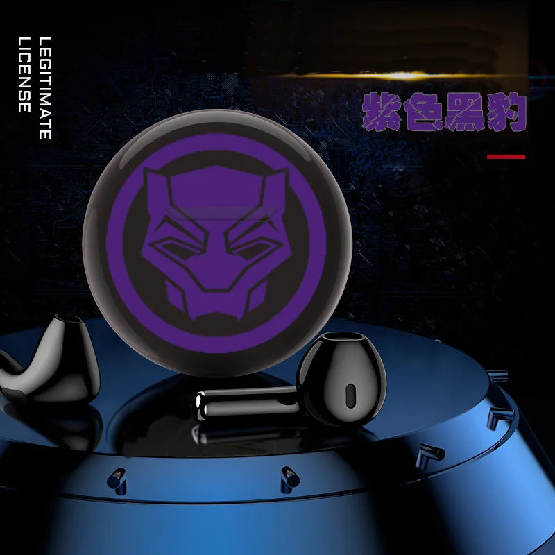 Marvel Spider Man Auriculares Bluetooth Dibujos animados Capitán América Mini Auriculares Bluetooth con bajo retardo y larga duración de la batería-MovilExpressShop