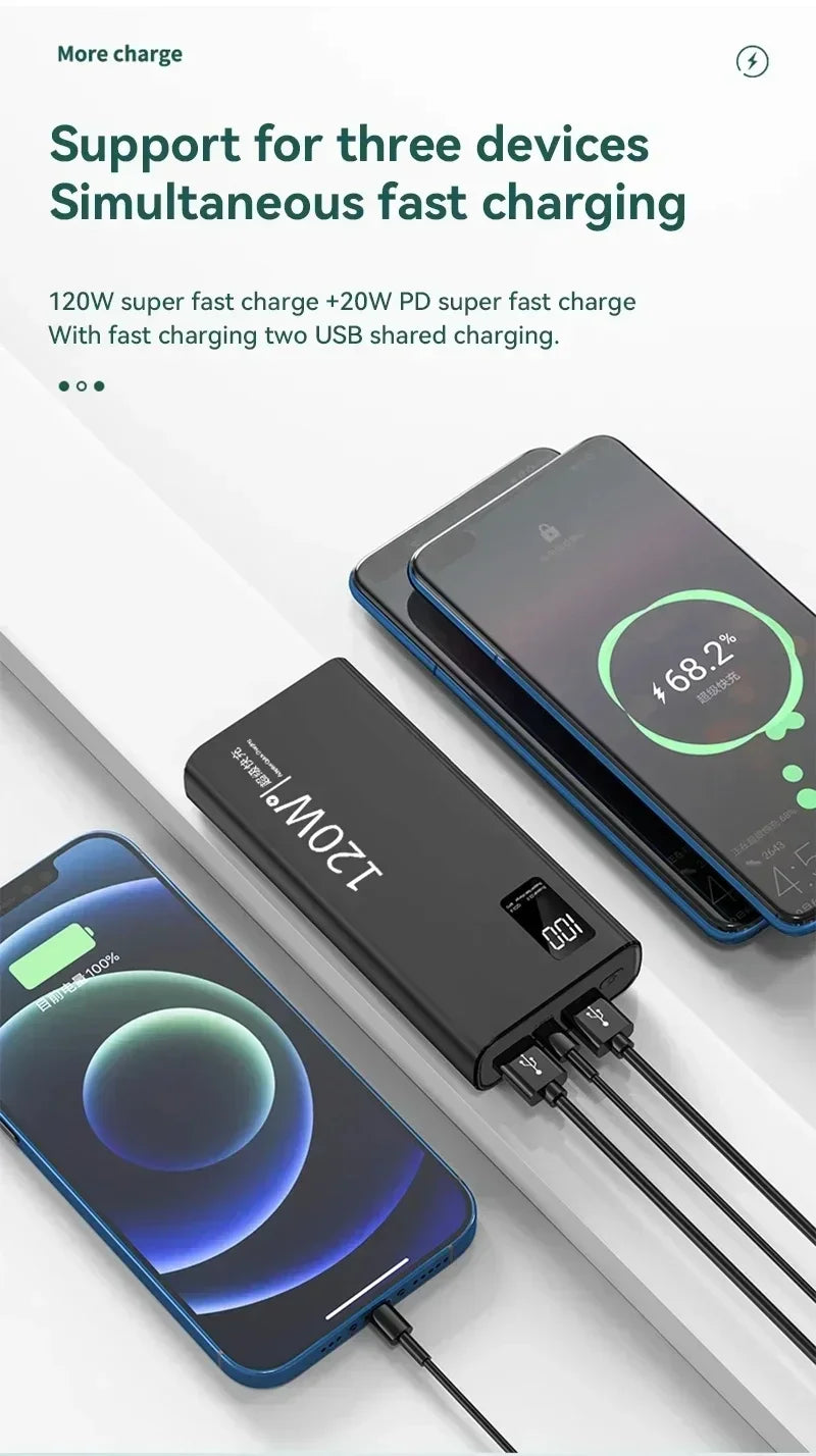 VIVO 120W Power Bank 50000mAh alta capacidad carga rápida Powerbank cargador de batería portátil para iPhone Samsung Huawei etc...-MovilExpressShop