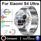 Nuevo para Xiaomi S4 Ultra deportes al aire libre reloj inteligente hombres 1,53 pulgadas AMOLED NFC GPS brújula ritmo cardíaco impermeable BT llamada Smartwatch