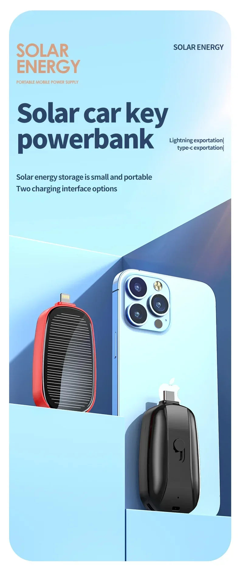 Mini llavero Pwerbank nuevo banco de energía Solar-MovilExpressShop