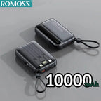 ROMOSS 4 en 1 Power Bank 500000mAh Gran Capacidad Cables Integrados Pantalla Digital Inteligente Ligera Batería Portátil Para iPhone y android