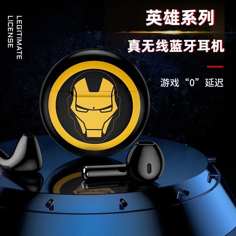 Marvel Spider Man Auriculares Bluetooth Dibujos animados Capitán América Mini Auriculares Bluetooth con bajo retardo y larga duración de la batería-MovilExpressShop