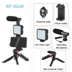 Trípode Blog para cámara DSLR, Kit de blogging para teléfono, entrevista en vivo, YouTube, soporte para teléfono, Control remoto, micrófono, luz LED-MovilExpressShop