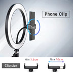 Trípode con anillo de luz LED para teléfono, trípode, soporte para cámara, Selfie, fotografía, lámpara LED, Color, estudio fotográfico para YouTube en vivo-MovilExpressShop
