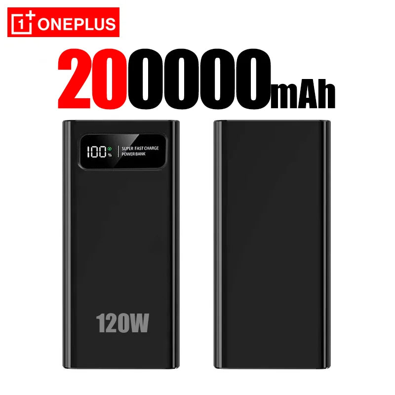 OnePlus 200000mAh pantalla Digital LED banco de energía de alta capacidad 120W carga súper rápida batería externa portátil-MovilExpressShop