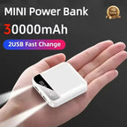 Xiaomi-Mini banco de energía de gran capacidad, 30000mah, carga súper rápida, Cable incorporado, batería externa portátil para Samsung y iPhone-MovilExpressShop