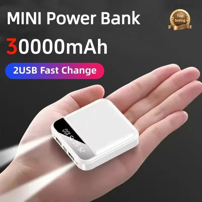 Xiaomi-Mini banco de energía de gran capacidad, 30000mah, carga súper rápida, Cable incorporado, batería externa portátil para Samsung y iPhone-MovilExpressShop