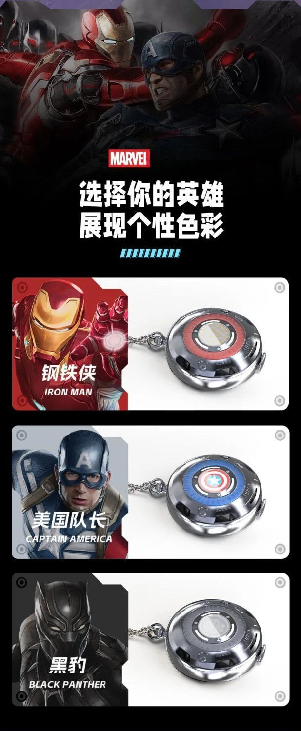 Los vengadores de Marvel Capitán América dibujos animados semi-in-ear auriculares inalámbricos con Bluetooth reloj de bolsillo de Metal giratorio fresco de alto valor-MovilExpressShop