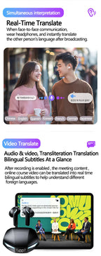 Lenovo XT53 auriculares de traducción TWS Bluetooth HD llamadas de voz auriculares con reducción de ruido para viajes de oficina auriculares con traductor AI