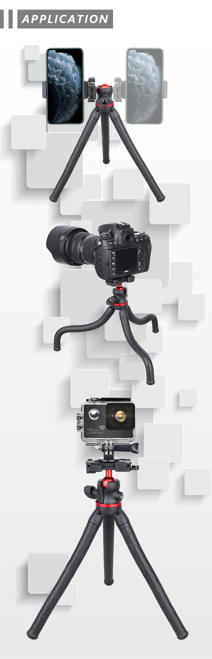 WEYLLAN DT45 Mini trípode de escritorio Control remoto carga máxima 2kg soporte portátil para cámara GoPro iPhone Xiaomi Huawei-MovilExpressShop