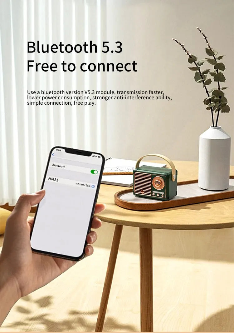 HM11 Altavoz portátil Bluetooth estilo retro con asa-MovilExpressShop