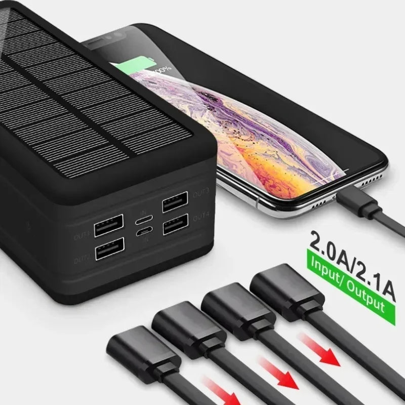Banco de energía Solar de 100000mAh y 120W, batería externa USB de gran capacidad para teléfono móvil, carga inalámbrica rápida, accesorio para teléfono móvil-MovilExpressShop
