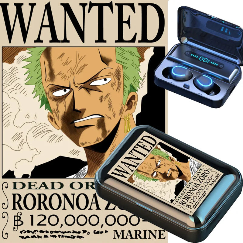 ONE PIECE Luffy Zoro Auriculares inalámbricos con Bluetooth Binaural pequeños en los oídos Anime estéreo bajo TWS auriculares deportivos para teléfono-MovilExpressShop