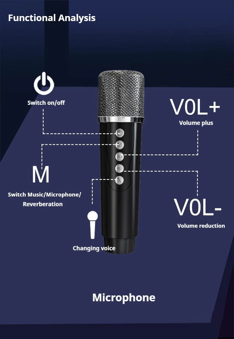 Altavoz Bluetooth inalámbrico portátil para Karaoke, máquina De micrófono, Subwoofer, caja De sonido potente, música, Caixa De Som Bocina Audio-MovilExpressShop