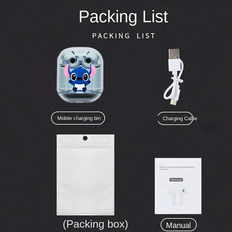 Nuevo Disney Stitch sonido HIFI pantalla Digital LED auriculares Bluetooth auriculares inalámbricos serie Stitch de largo alcance-MovilExpressShop