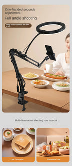 Soporte en vivo para teléfono móvil, iluminación superior profesional, cámara de disparo fija con grabación de instrucciones, palo Selfie de vídeo-MovilExpressShop