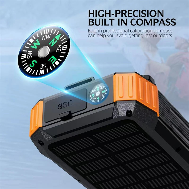 Banco de energía Solar con manivela, 20000mAh, inalámbrico magnético, 22,5 W, carga rápida, con luz para iWatch, iPhone 16, Samsung-MovilExpressShop