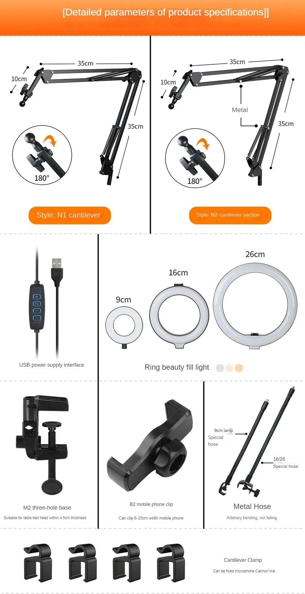 Soporte en vivo para teléfono móvil, iluminación superior profesional, cámara de disparo fija con grabación de instrucciones, palo Selfie de vídeo-MovilExpressShop