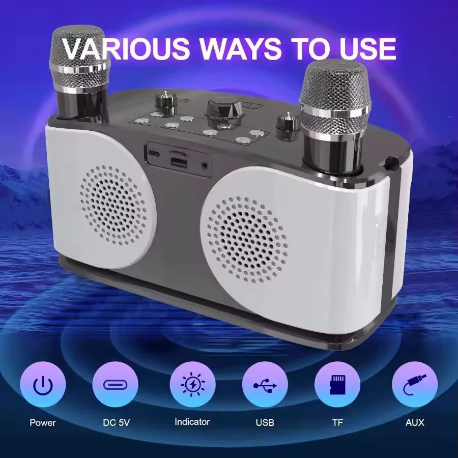 Altavoz Bluetooth inalámbrico portátil para Karaoke, máquina De micrófono, Subwoofer, caja De sonido potente, música, Caixa De Som Bocina Audio-MovilExpressShop