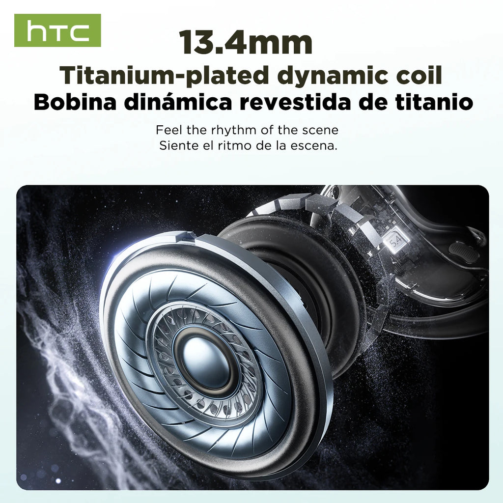 HTC NE19 auriculares Bluetooth IA OWS auriculares inalámbricos deportivos con micrófono potentes graves IA traductor auriculares impermeables de larga duración-MovilExpressShop