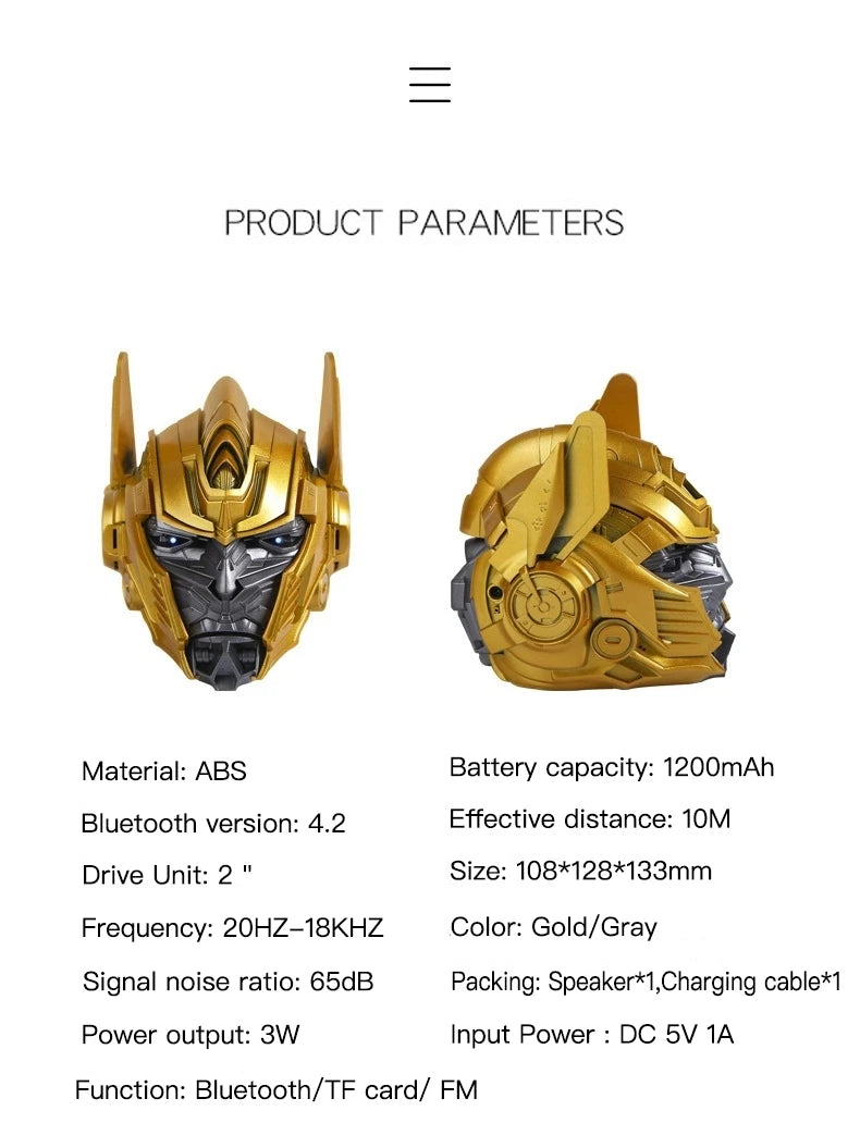 Altavoz inalámbrico con Bluetooth, dispositivo multifuncional para exteriores, transformador Optimus Prime, tarjeta TF, Radio FM, Subwoofer, regalo para ordenador