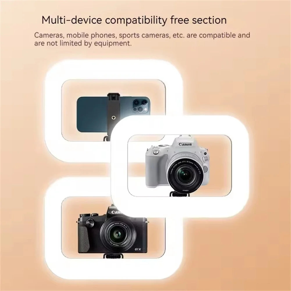 FANGTUOSI nuevo anillo de mano LED luz de relleno recargable teléfono móvil portátil fotografía en vivo escritorio jaula de conejo Selfie luz-MovilExpressShop