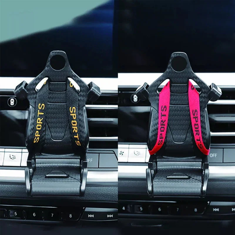 Soporte para teléfono de coche forma de asiento de carreras, soporte con ventosa para teléfono inteligente, soporte para móvil en coche para Iphone y Android