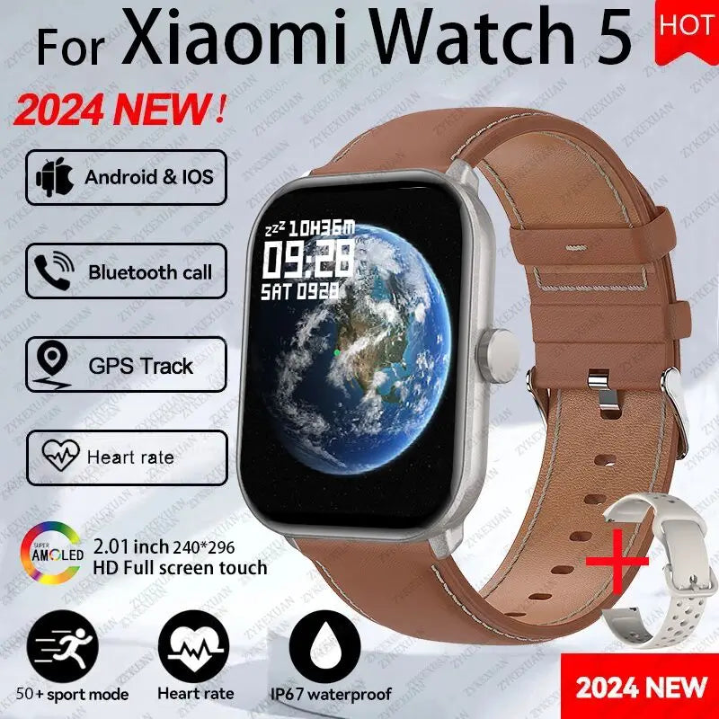 2025 nuevo para Xiaomi Watch 5 hombres mujeres HD AMOLED pantalla de visualización ritmo cardíaco Bluetooth llamada GPS pista impermeable deportes reloj inteligente