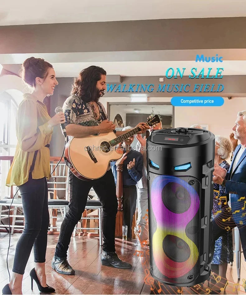 Altavoz Bluetooth portátil de baile cuadrado grande, columna de barra de sonido con luz LED colorida, caja de sonido KTV, Subwoofer Inalámbrico, Boombox de alta fidelidad-MovilExpressShop