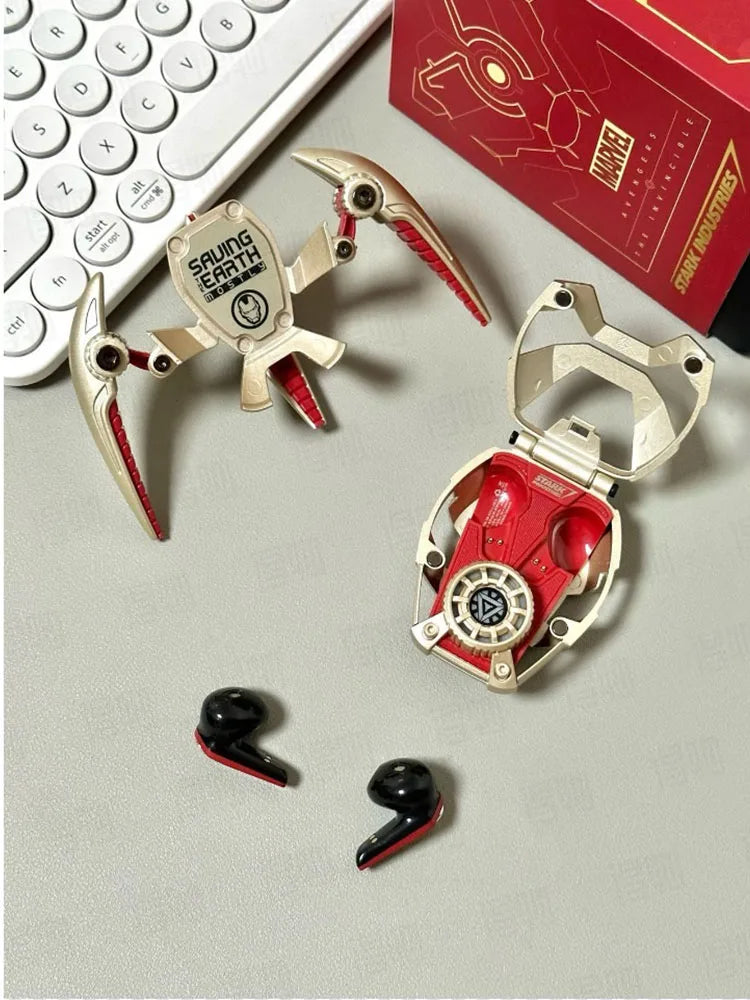 MARVEL Colaboración Auriculares Bluetooth ANC Cancelación activa de ruido Bluettoth Auriculares inalámbricos Deportes Juegos Regalo Iron Man-MovilExpressShop