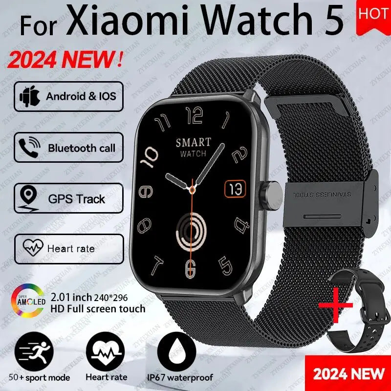 2025 nuevo para Xiaomi Watch 5 hombres mujeres HD AMOLED pantalla de visualización ritmo cardíaco Bluetooth llamada GPS pista impermeable deportes reloj inteligente