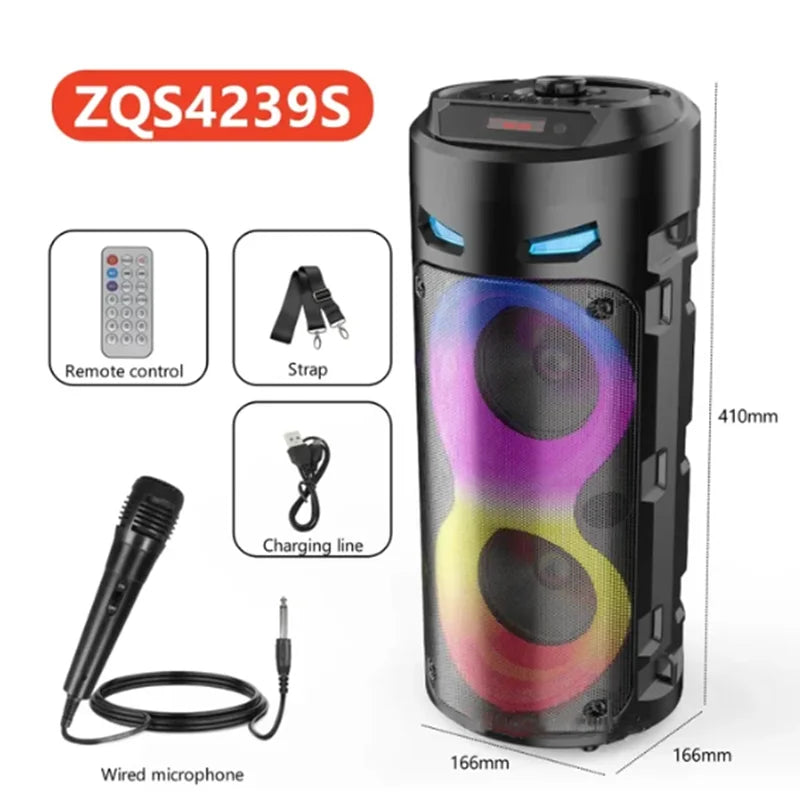 Altavoz Bluetooth portátil de baile cuadrado grande, columna de barra de sonido con luz LED colorida, caja de sonido KTV, Subwoofer Inalámbrico, Boombox de alta fidelidad-MovilExpressShop