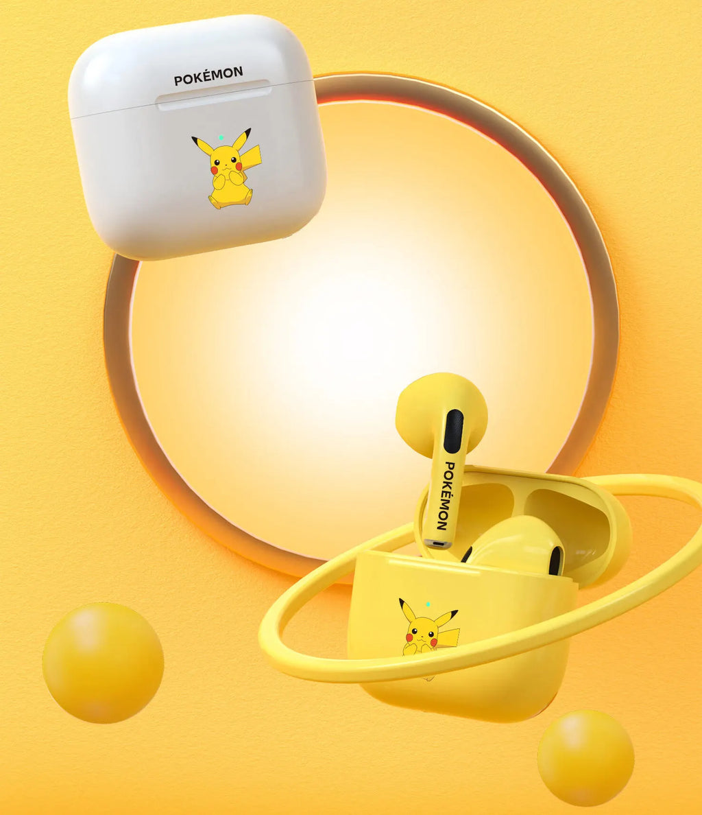 Pokemon Pikachu 5,0 inalámbrico Bluetooth deportes reducción de ruido auriculares táctiles con micrófono estuche de carga auriculares manos libres lindo-MovilExpressShop