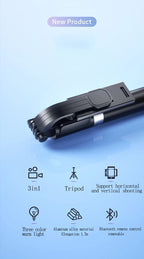 Trípode extensible en vivo de 1,7 m, soporte para palo de Selfie, anillo LED, soporte de espejo de doble luz, soporte para teléfono 4 en 1 para iPhone X 8 11 Android-MovilExpressShop