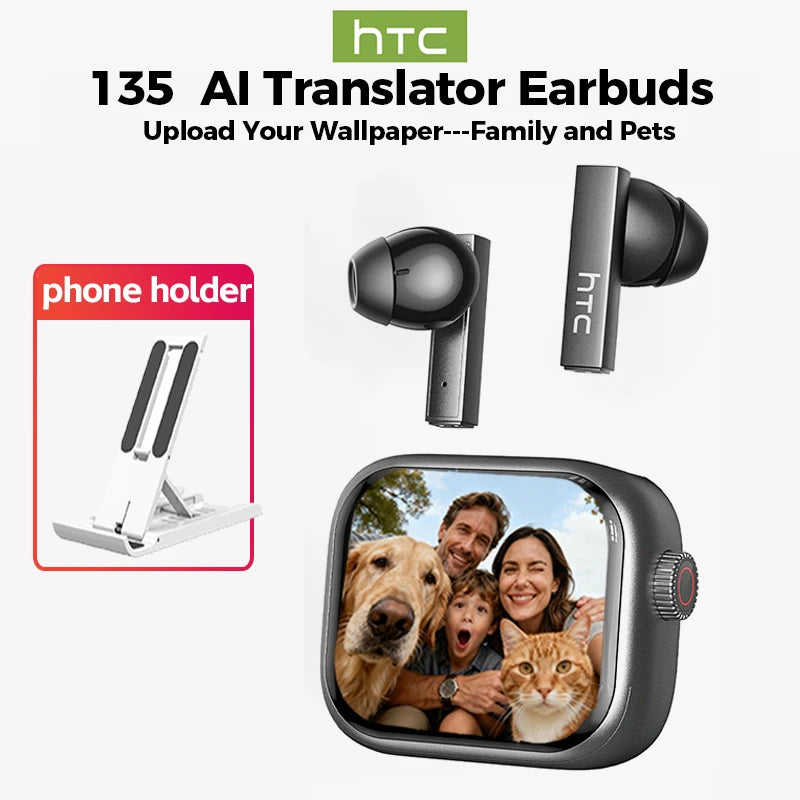 [Pantalla Ultra HD] auriculares HTC NE40 Bluetooth V6 TWS auriculares inalámbricos deportivos traductor AI auricular micrófono de reducción de ruido en la oreja