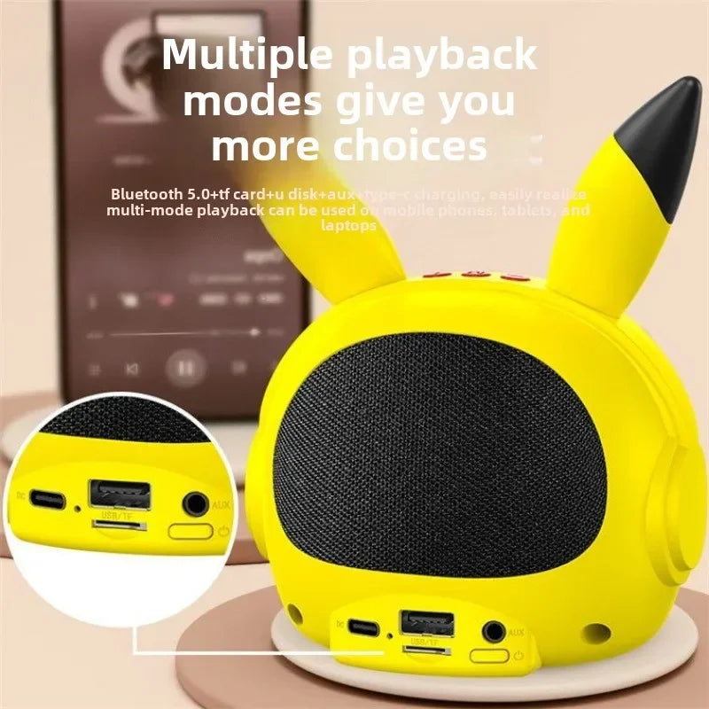 Pikachu Altavoz Bluetooth inalámbrico Altavoz pequeño portátil Subwoofer pesado Mini Bluetooth bajo Subwoofer regalos-MovilExpressShop