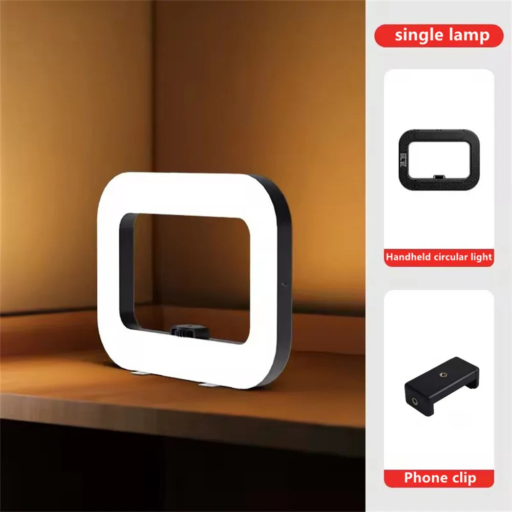 FANGTUOSI nuevo anillo de mano LED luz de relleno recargable teléfono móvil portátil fotografía en vivo escritorio jaula de conejo Selfie luz-MovilExpressShop
