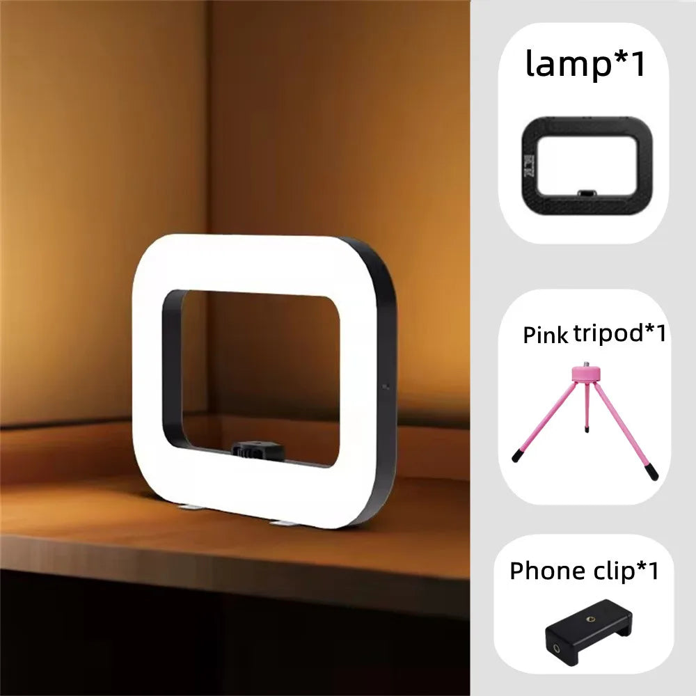 FANGTUOSI nuevo anillo de mano LED luz de relleno recargable teléfono móvil portátil fotografía en vivo escritorio jaula de conejo Selfie luz-MovilExpressShop