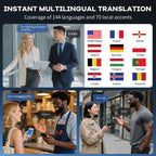 Auriculares con traducción AI en tiempo Real, auriculares con traductor de 144 idiomas, Bluetooth inalámbrico de oreja abierta 40H, auriculares con traducción