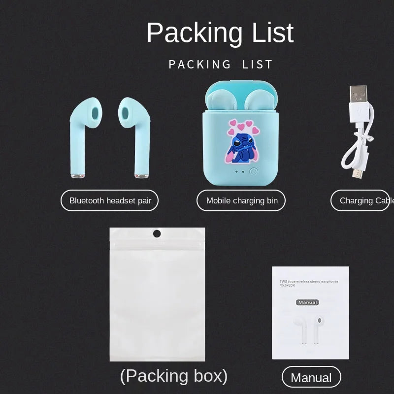 Disney TWS i7 Mini 2 auriculares inalámbricos Bluetooth 5,0 auriculares mate Macaron auriculares manos libres con micrófono caja de carga auriculares-MovilExpressShop