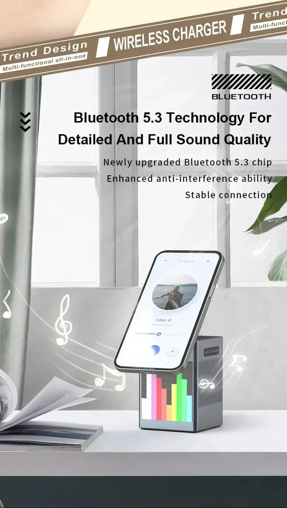 Soporte y cargador inalámbrico magnético plegable 6 en 1, altavoz Bluetooth, despertador y píxeles de dibujos animados para iPhone 17 ~ 12 iWatch Airpods Pro