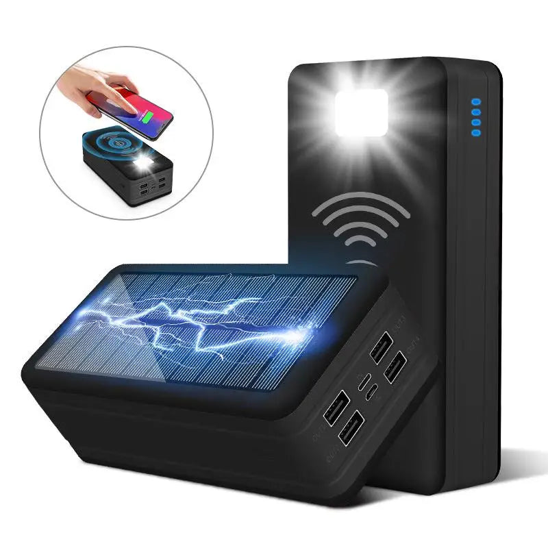 Banco de energía Solar de 100000mAh y 120W, batería externa USB de gran capacidad para teléfono móvil, carga inalámbrica rápida, accesorio para teléfono móvil-MovilExpressShop