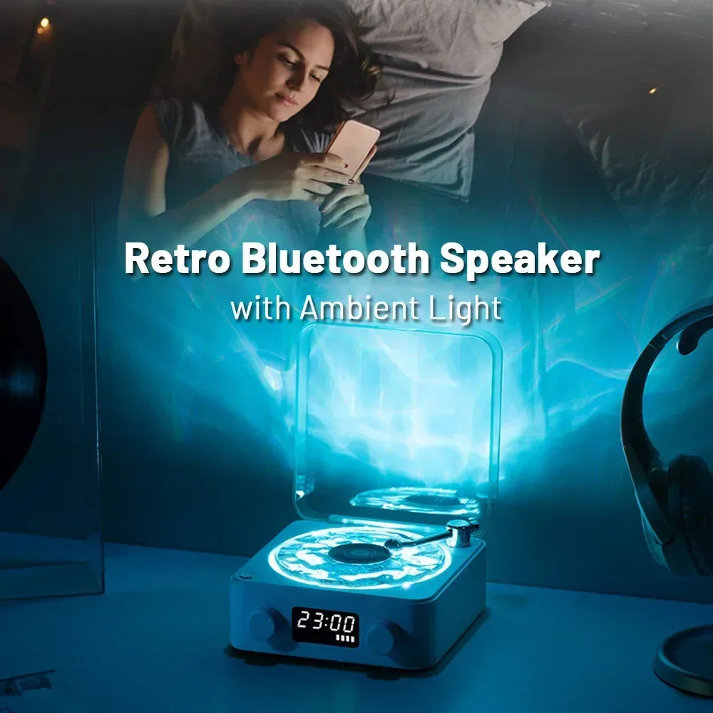Altavoz Bluetooth giratorio Retro con ruido blanco, altavoz en forma de Vitrola con luz RGB-MovilExpressShop