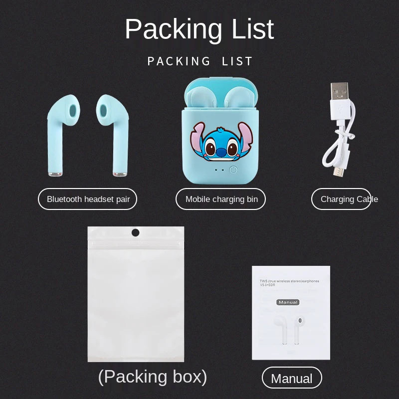 Disney TWS i7 Mini 2 auriculares inalámbricos Bluetooth 5,0 auriculares mate Macaron auriculares manos libres con micrófono caja de carga auriculares-MovilExpressShop