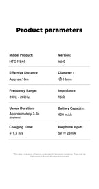 [Pantalla Ultra HD] auriculares HTC NE40 Bluetooth V6 TWS auriculares inalámbricos deportivos traductor AI auricular micrófono de reducción de ruido en la oreja