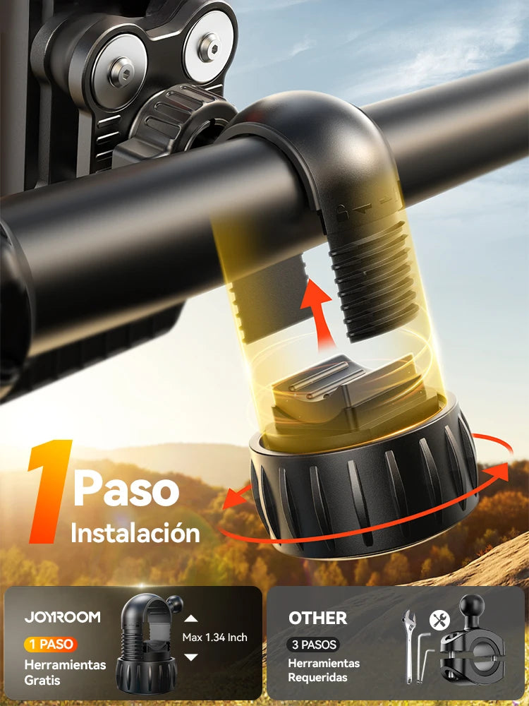 Joyroom Soporte para teléfono antivibración para bicicleta o moto Instalación rápida Soporte para teléfono para motocicleta con amortiguador de vibración para teléfonos de 4,7-7"-MovilExpressShop